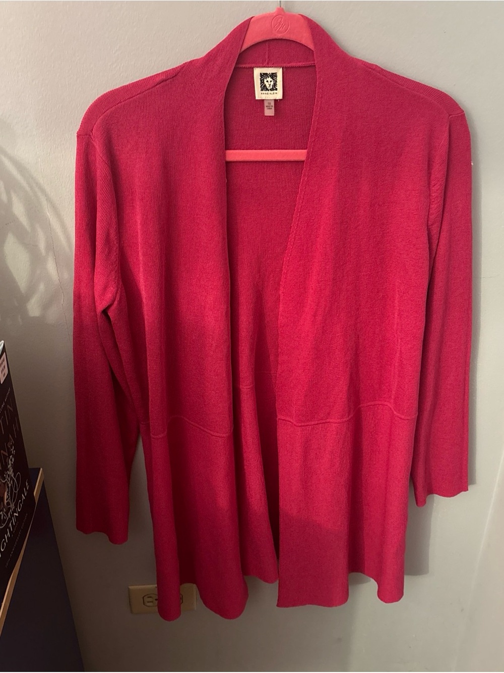 Anne Klein Open-Front Cardigan in Bright Raspberry